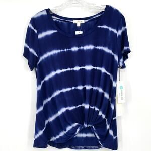 Nine Britton Levie Knot Front Stretch Knit Layering Tee Tie Dye Women’s Size XL